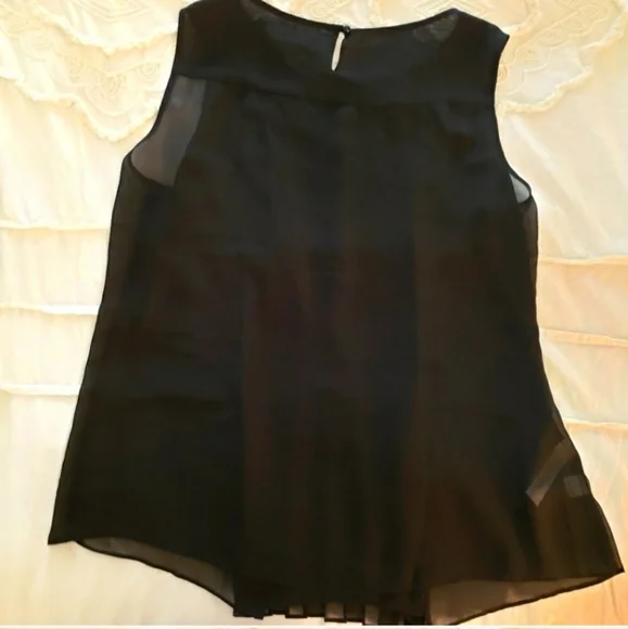 Loft Black Sleeveless Pleated Blouse - Picture 6 of 16